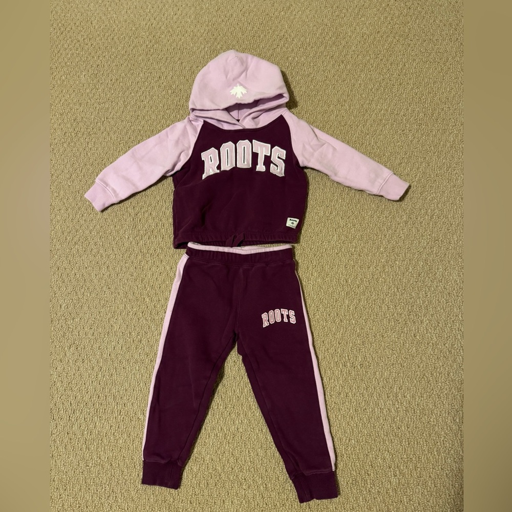 Roots Kids Hoodie and Pants Set in Purple and Lavender
